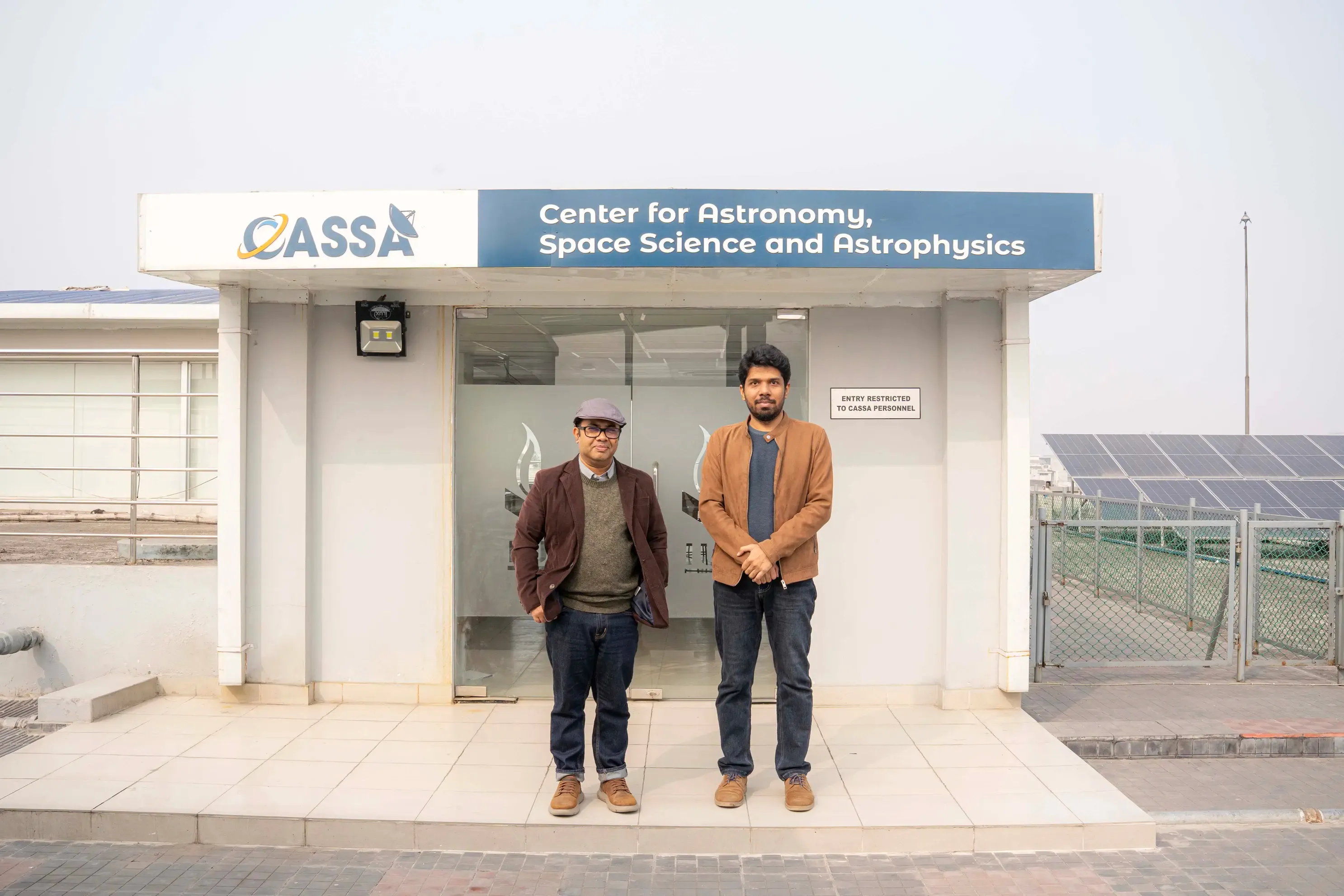 Dr. Uddin (left) and Dr. Asad (right) in front of the CASSA Office at IUB, 4 January 2026.