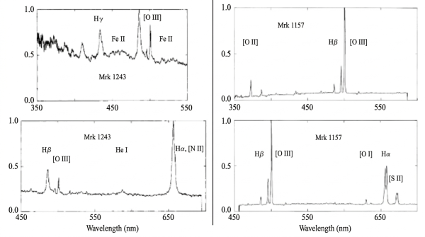 Fig 4: (Left): a Seyfert 1 and (right): a Seyfert 2 galaxy. Fig 4: (Left): a Seyfert 1 and (right): a Seyfert 2 galaxy.